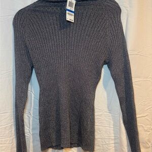 INC International Concepts Metallic Turtleneck Gray Sweater